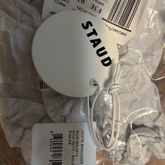 Iconic STAUD "Acute" Napa Leather Shoulder Bag in Goldie/Tan, NWT - Picture 10 of 13